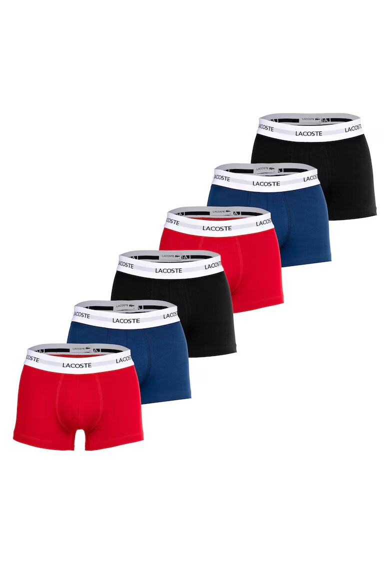 Lacoste Set de boxeri cu banda logo in talie - 6 perechi - Rosu/Negru/Albastru