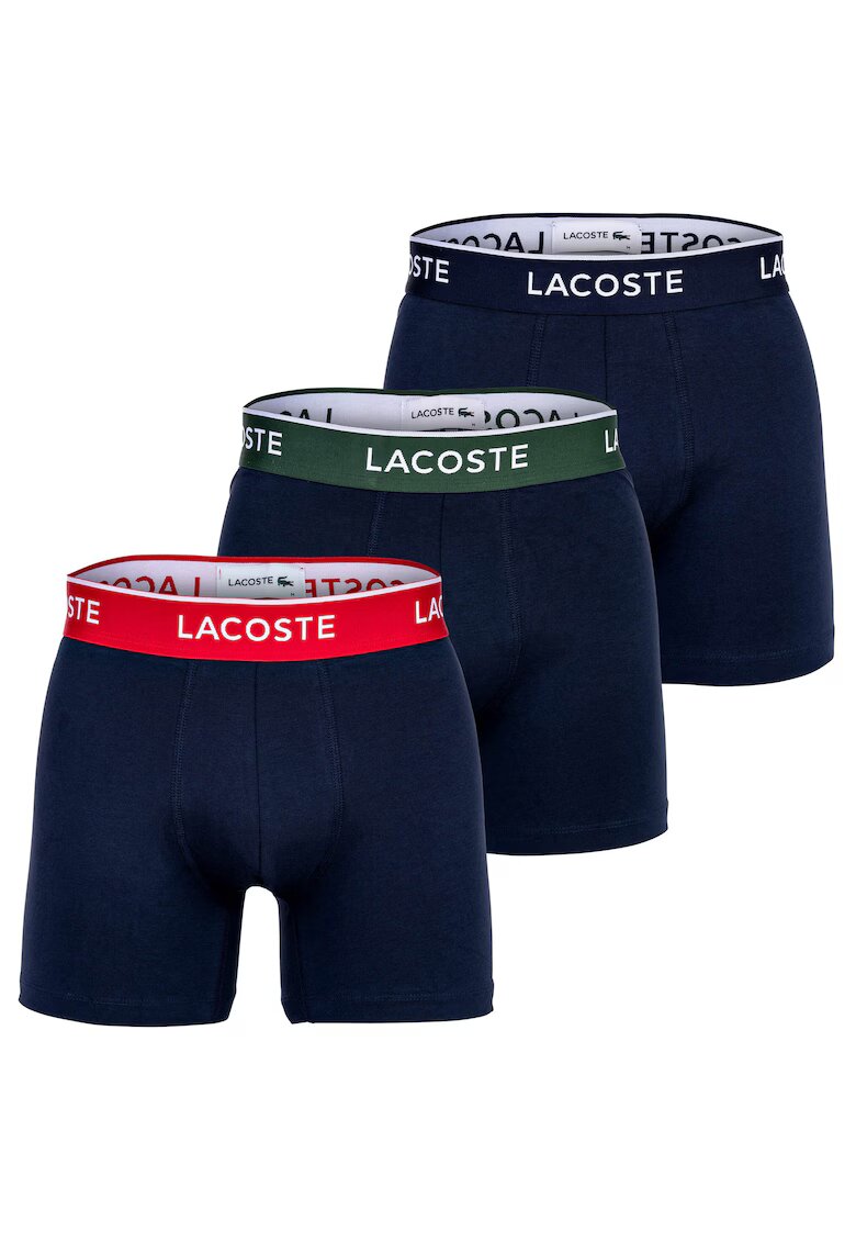 Lacoste Set de boxeri cu logo - 3 perechi - Albastru inchis