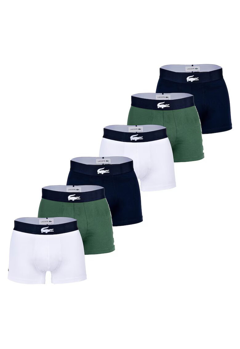 Lacoste Set de boxeri cu logo - 6 perechi - Alb/Verde/Albastru inchis