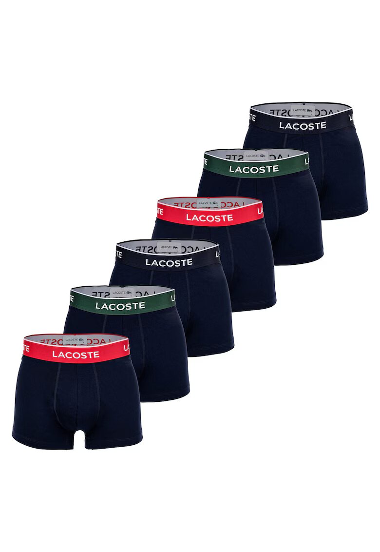 Lacoste Set de boxeri cu logo - 6 perechi - Rosu/Verde/Albastru inchis