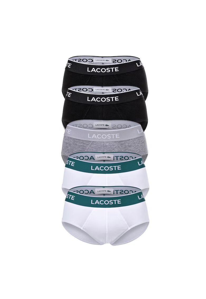 Lacoste Set de chiloti cu talie joasa Core - 5 perechi - Alb/Negru/Gri