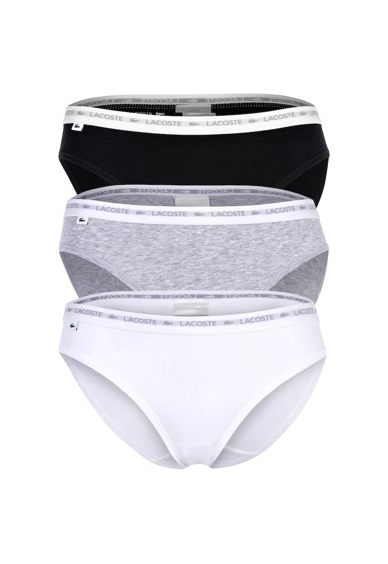 Lacoste Set de chiloti din amestec de bumbac cu banda logo in talie - 3 perechi - Alb/Negru