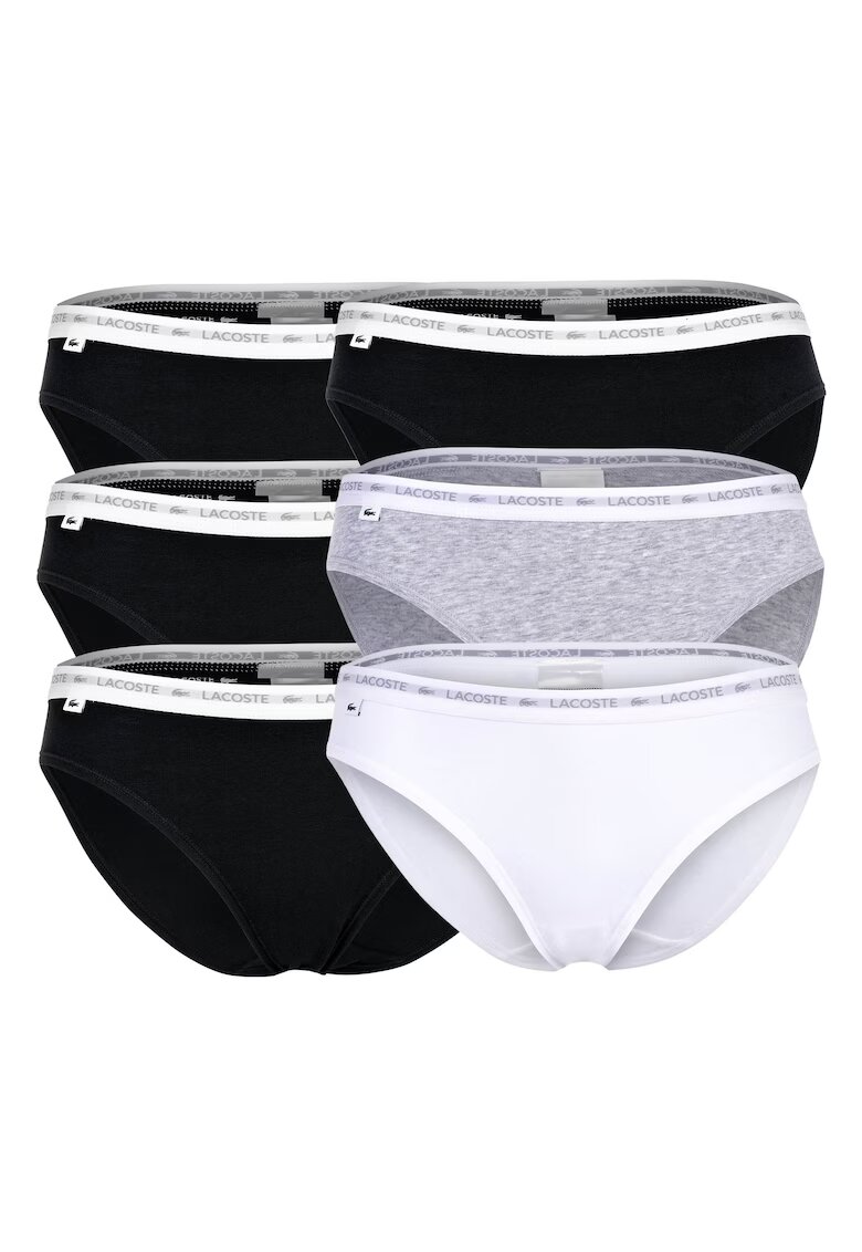 Lacoste Set de chiloti uni - 6 perechi - Alb/Gri/Negru stins