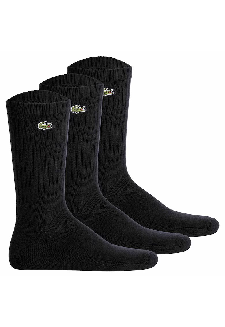 Lacoste Set de sosete lungi unisex cu logo - 3 perechi - Negru