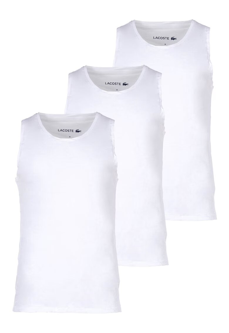 Lacoste Set de top-uri slim fit din bumbac - 3 piese - Alb