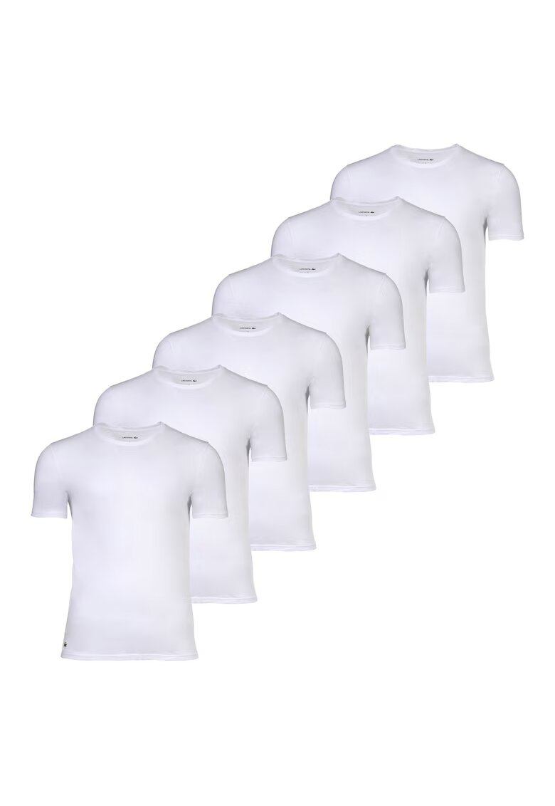 Lacoste Set de tricouri slim fit uni - 6 piese - Alb