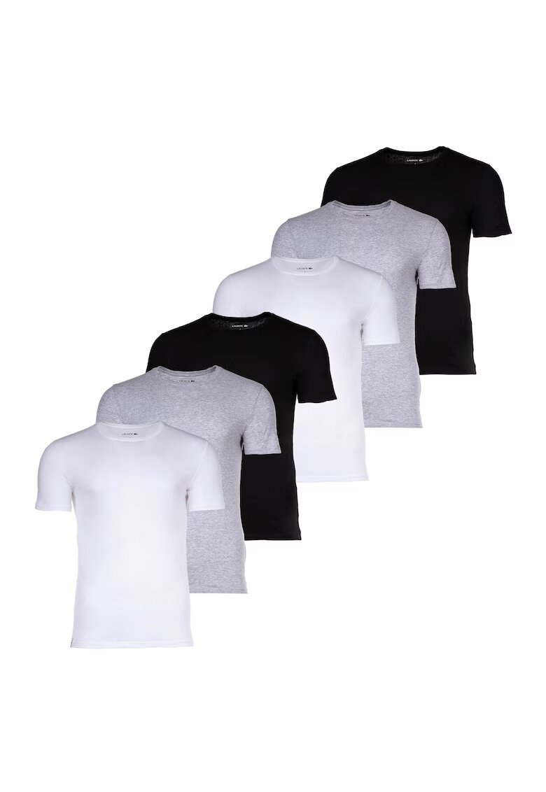 Lacoste Set de tricouri slim fit uni - 6 piese - Alb/Negru/Gri