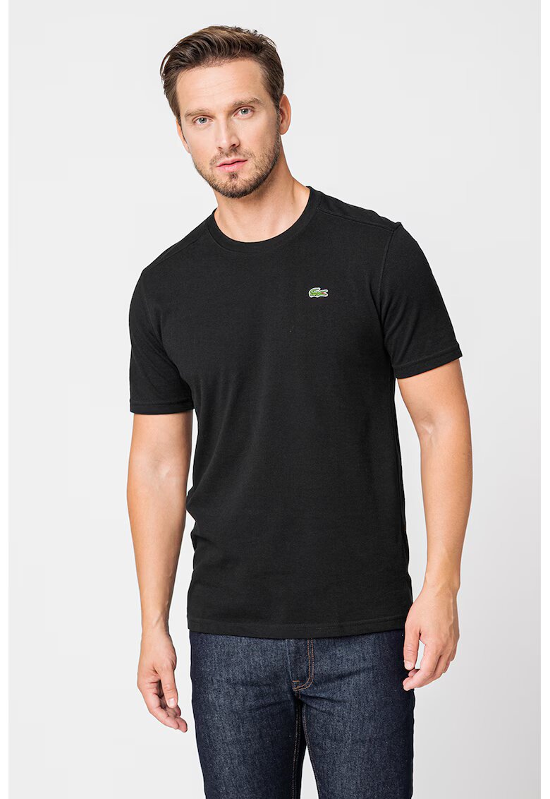 Lacoste Tricou cu decolteu la baza gatului si aplicatie logo discreta - Negru