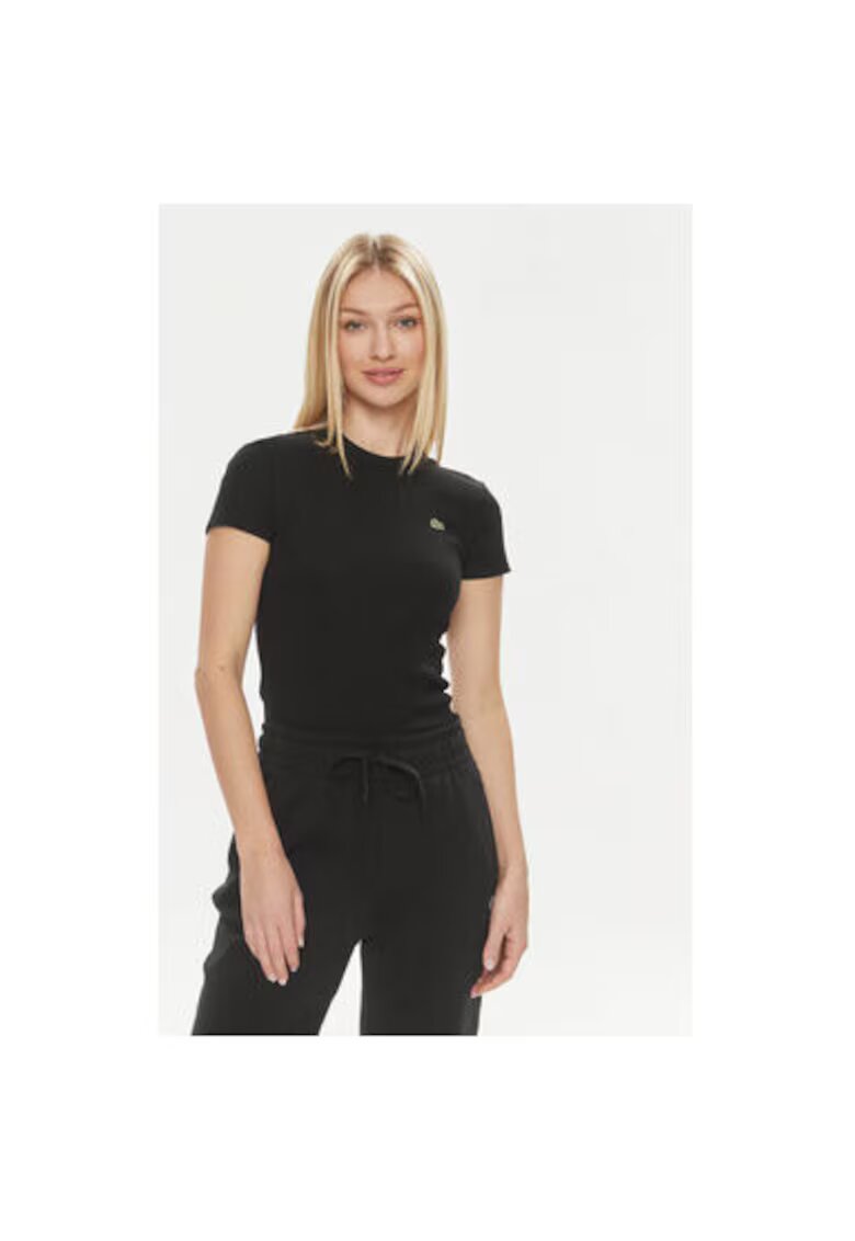 Lacoste Tricou dama - 303713997 - Bumbac organic - Negru - Negru