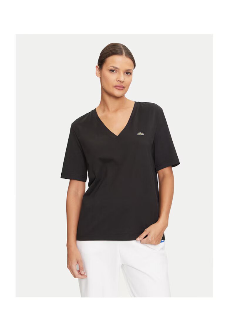 Lacoste Tricou dama - 304582639 - Bumbac - Negru - Negru