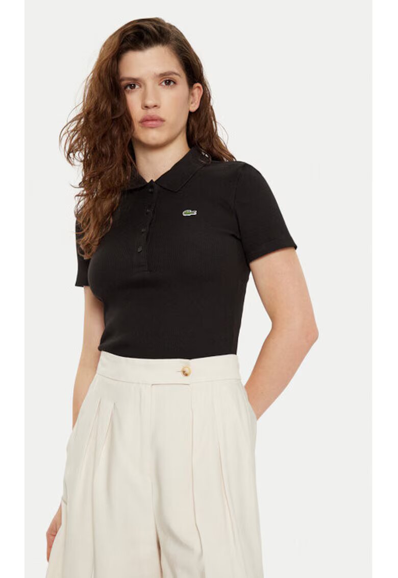 Lacoste Tricou dama - 304994555 - Bumbac organic - Negru - Negru