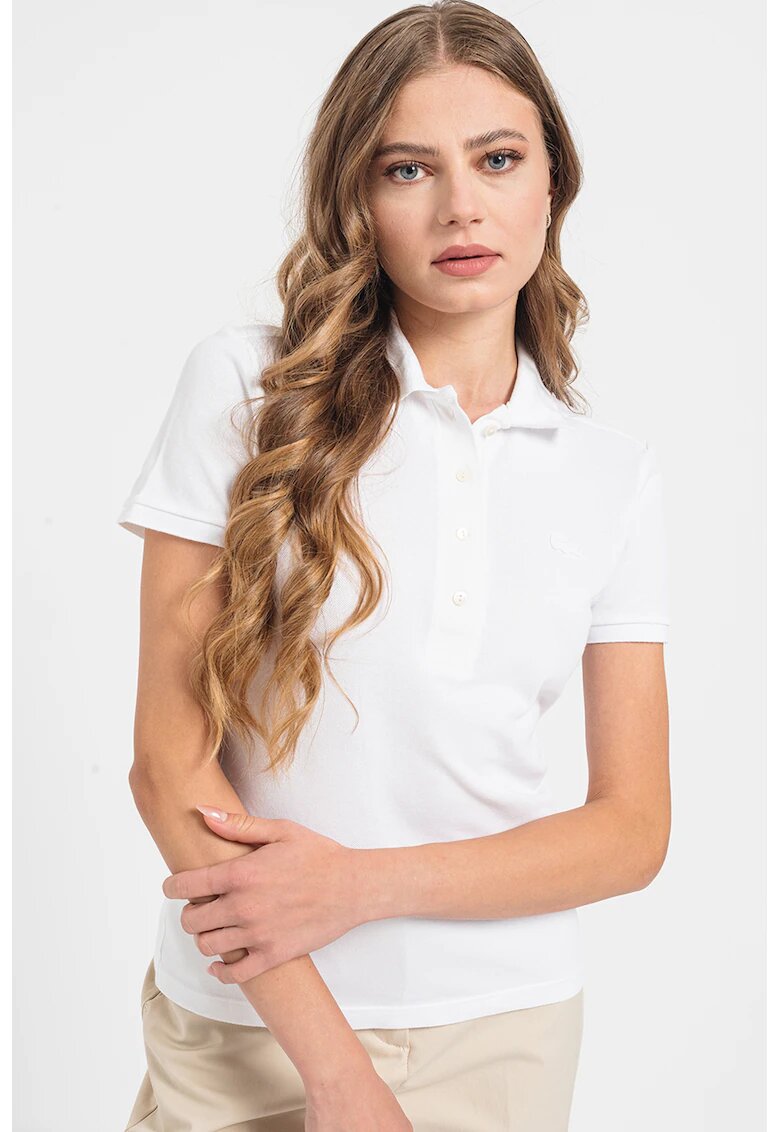 Lacoste Tricou polo slim fit - Alb optic