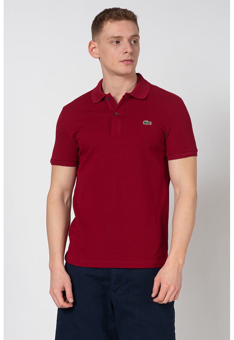 Lacoste Tricou polo slim fit din material pique - Visiniu