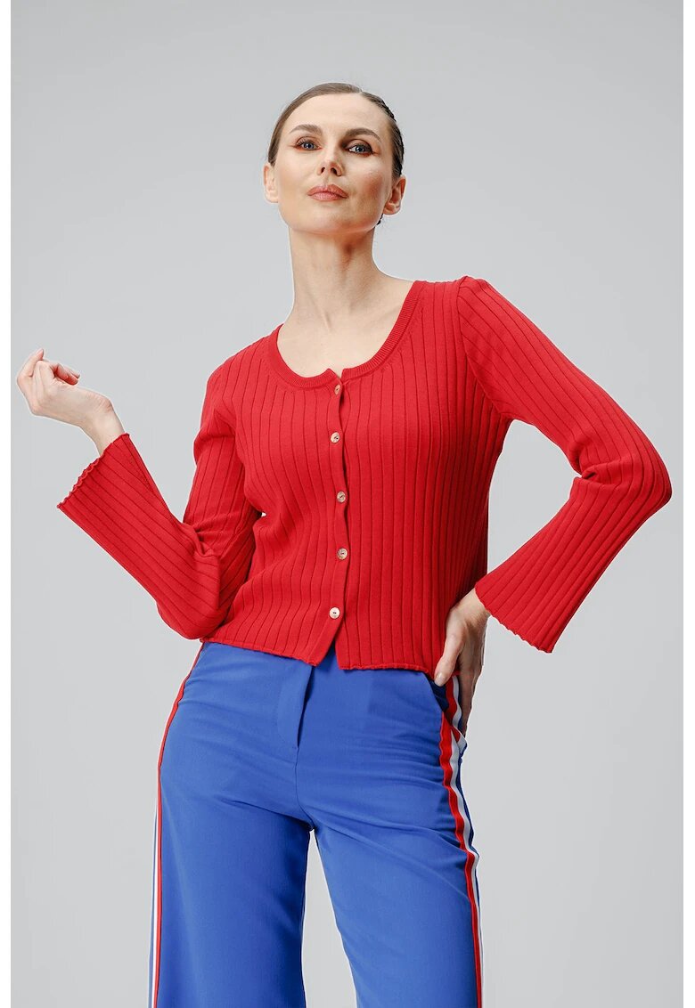 Laneria Cardigan uni cu nasturi - Rosu