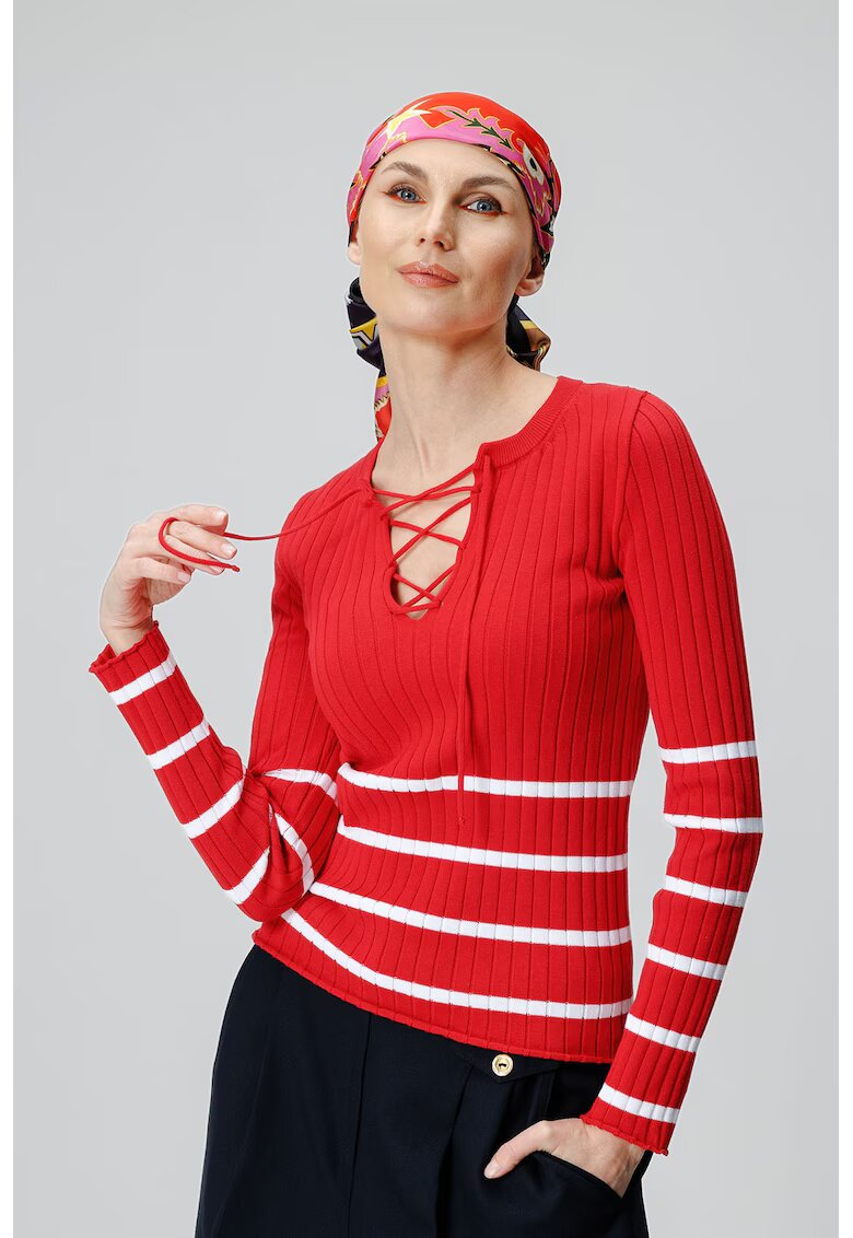 Laneria Pulover striat cu dungi - Rosu
