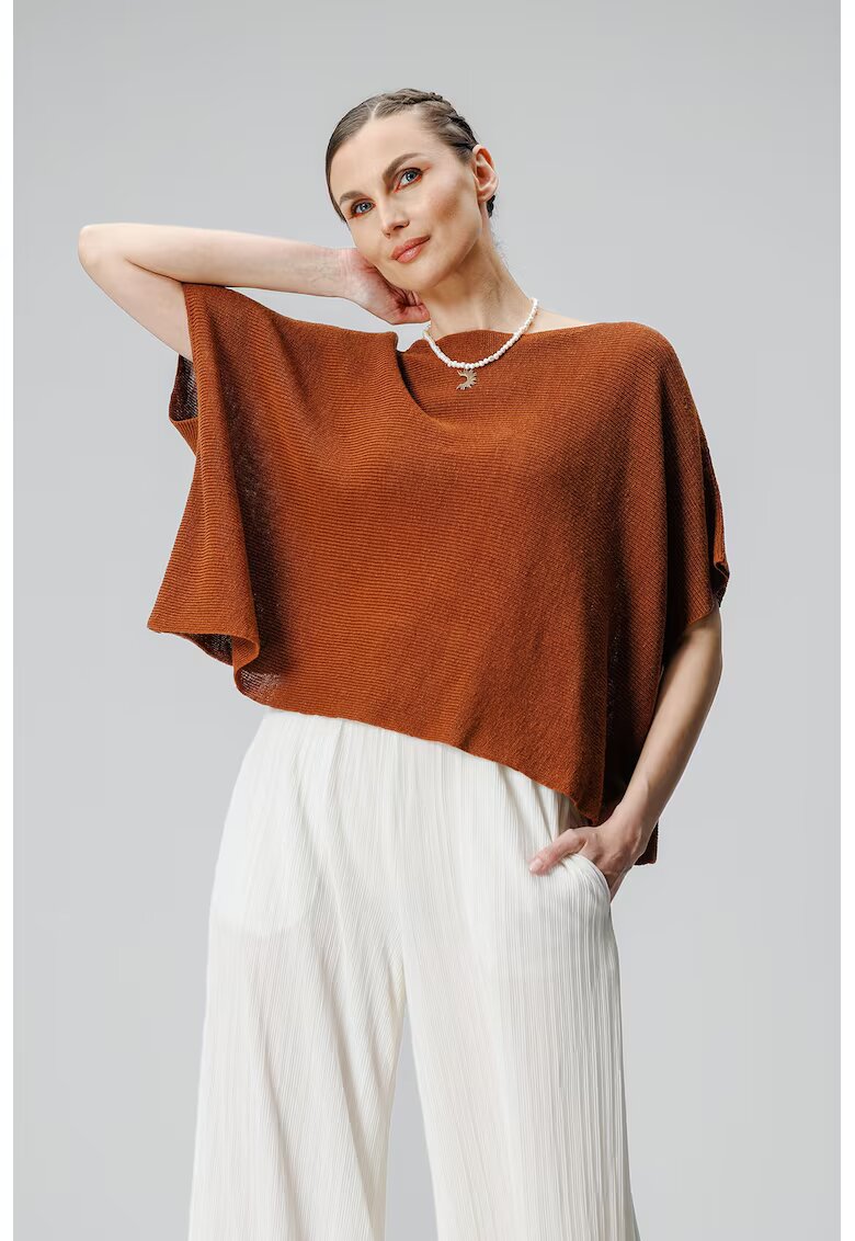 Laneria Tricou de in cu maneci liliac - Maro