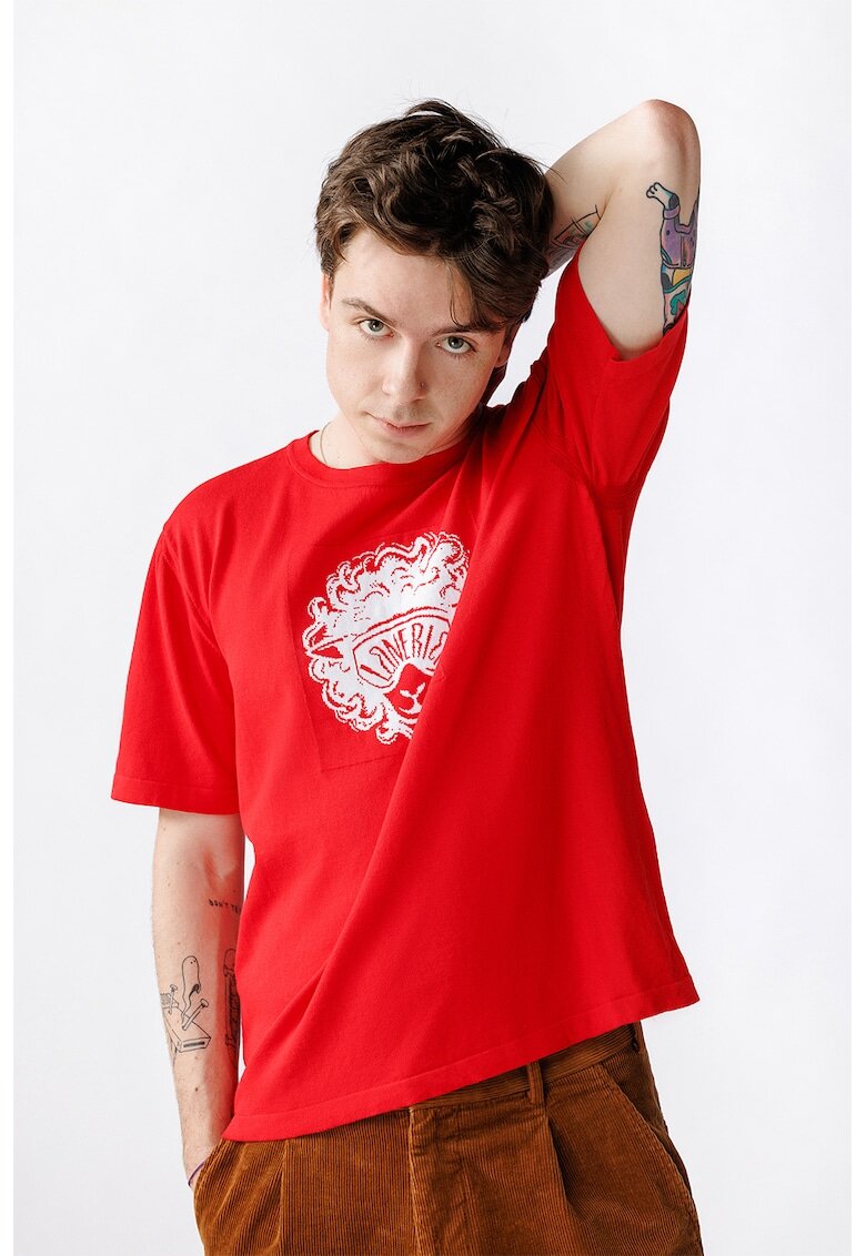 Laneria Tricou unisex cu imprimeu Dolly - Rosu
