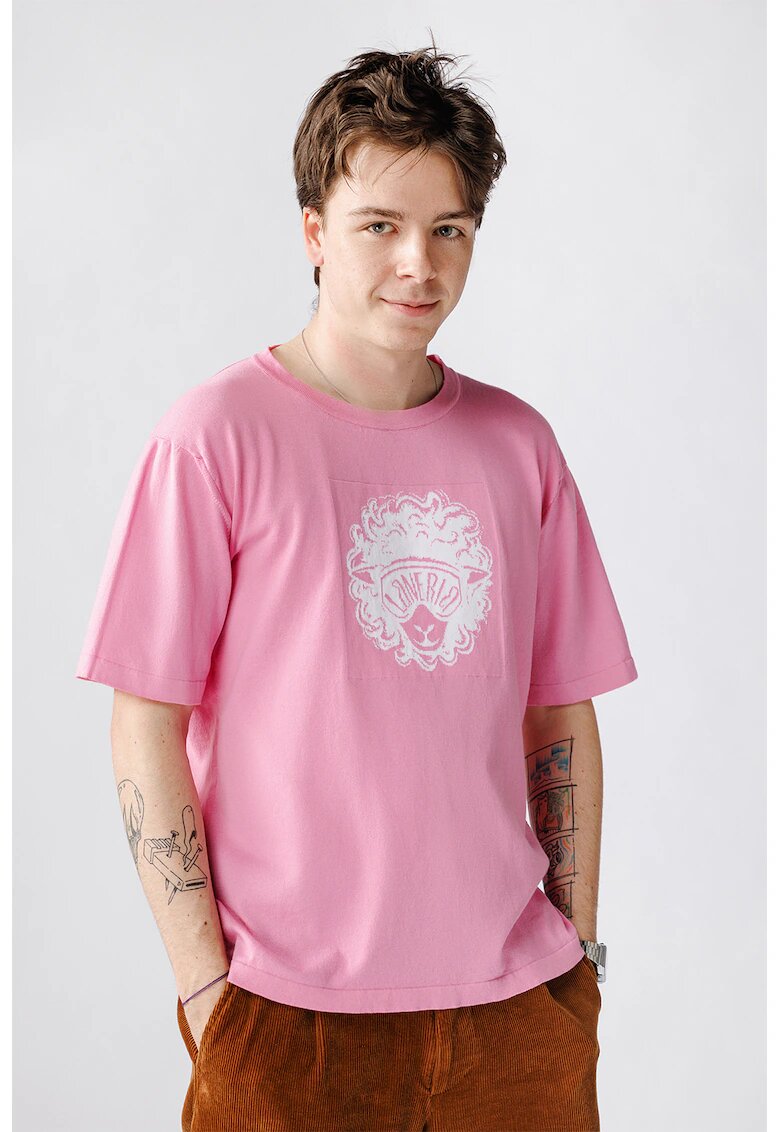 Laneria Tricou unisex cu imprimeu Dolly - Roz