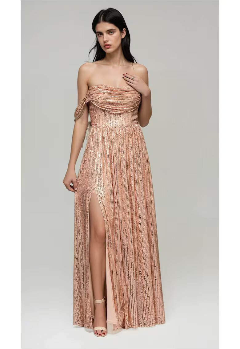 Larica Rochie de seara Maxi LA-OM-DLR228 - Auriu