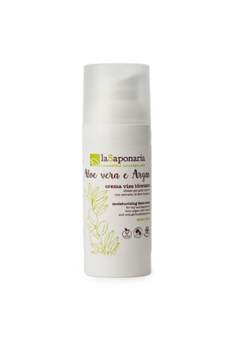LaSaponaria Crema de fata hidratanta cu aloe vera si argan La Saponaria - 50 ml