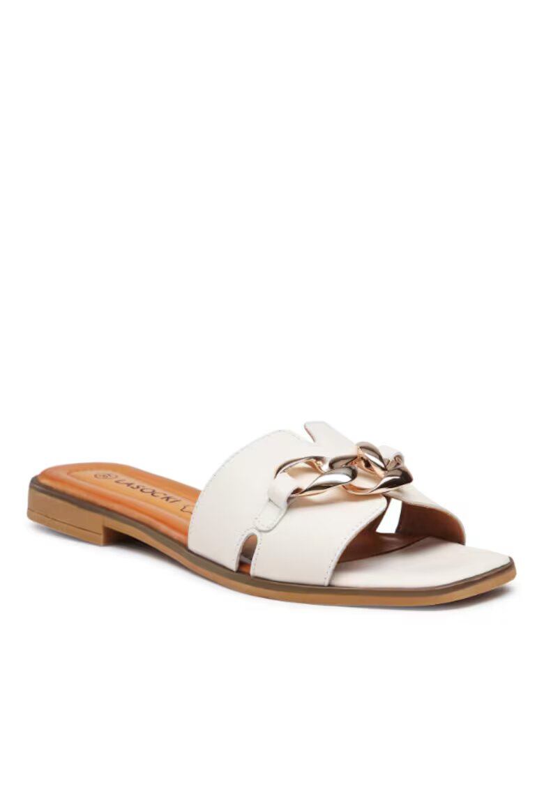 Lasocki Papuci flip-flop dama - Piele naturala - Alb - Alb