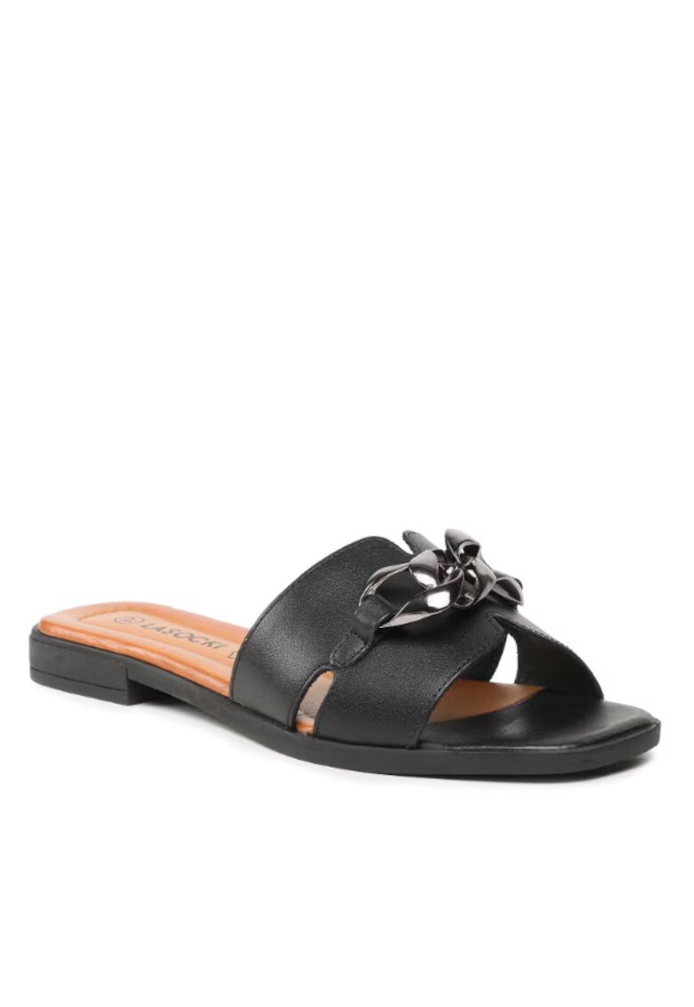 Lasocki Papuci flip-flop dama - Piele naturala - Negru - Negru