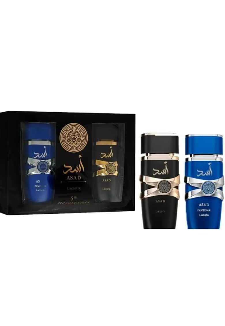 Lattafa Set cadou barbati: Asad 100ml + Asad Zanzibar 100ml