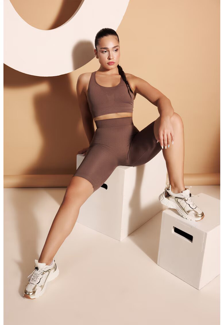 Laura Baldini Colanti scurti cu talie inalta - pentru fitness - Maro deschis