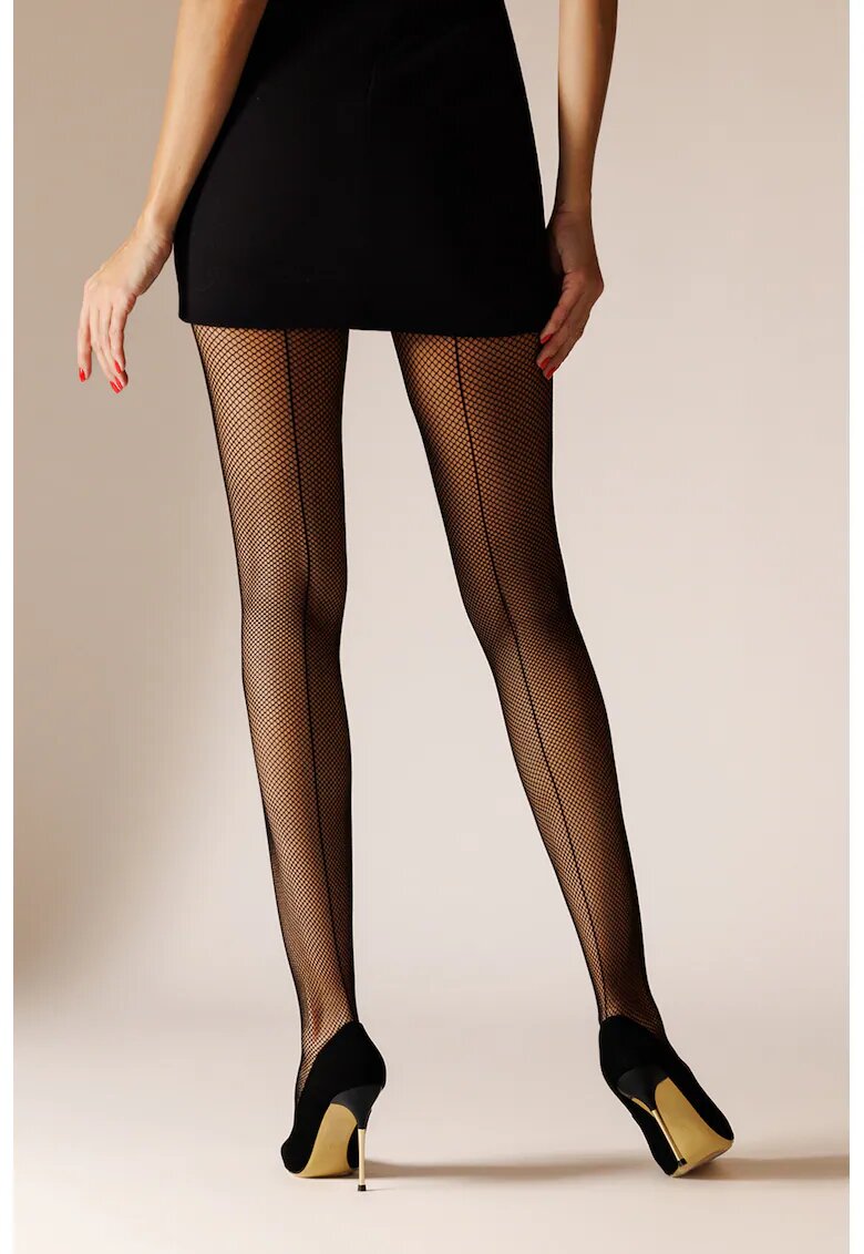 Laura Baldini Dres tip plasa cu dunga pe spate - Negru