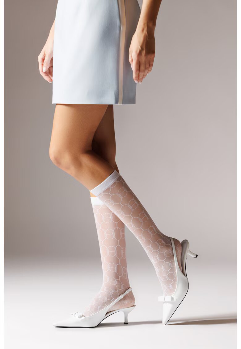 Laura Baldini Sosete lungi semi-transparente - Alb