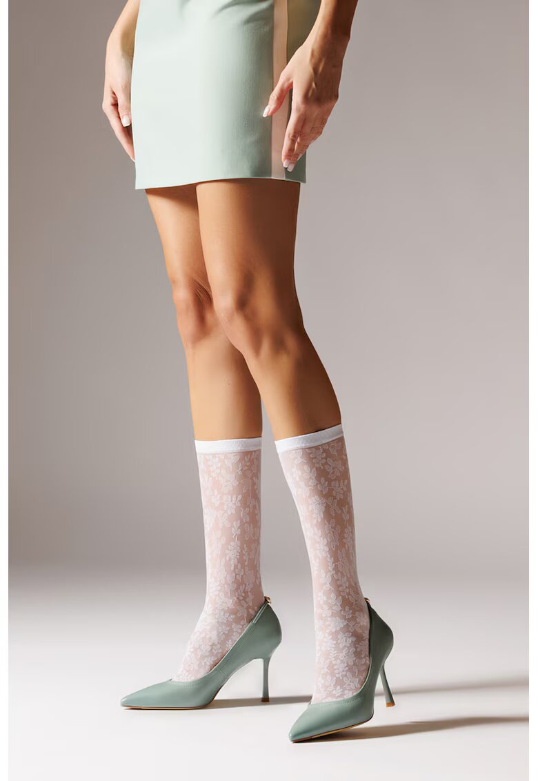 Laura Baldini Sosete lungi semi-transparente - Alb