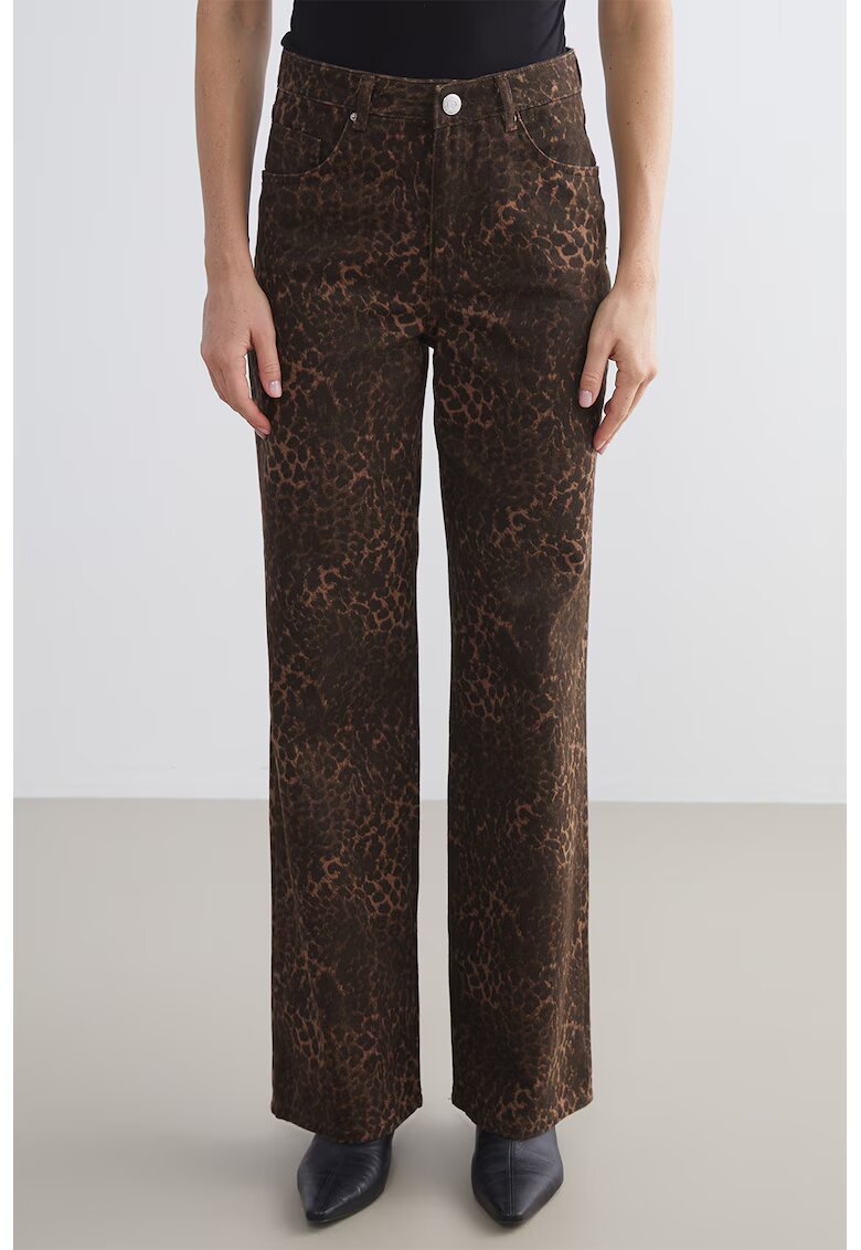 LC WAIKIKI Blugi cu croiala dreapta si animal print - Maro
