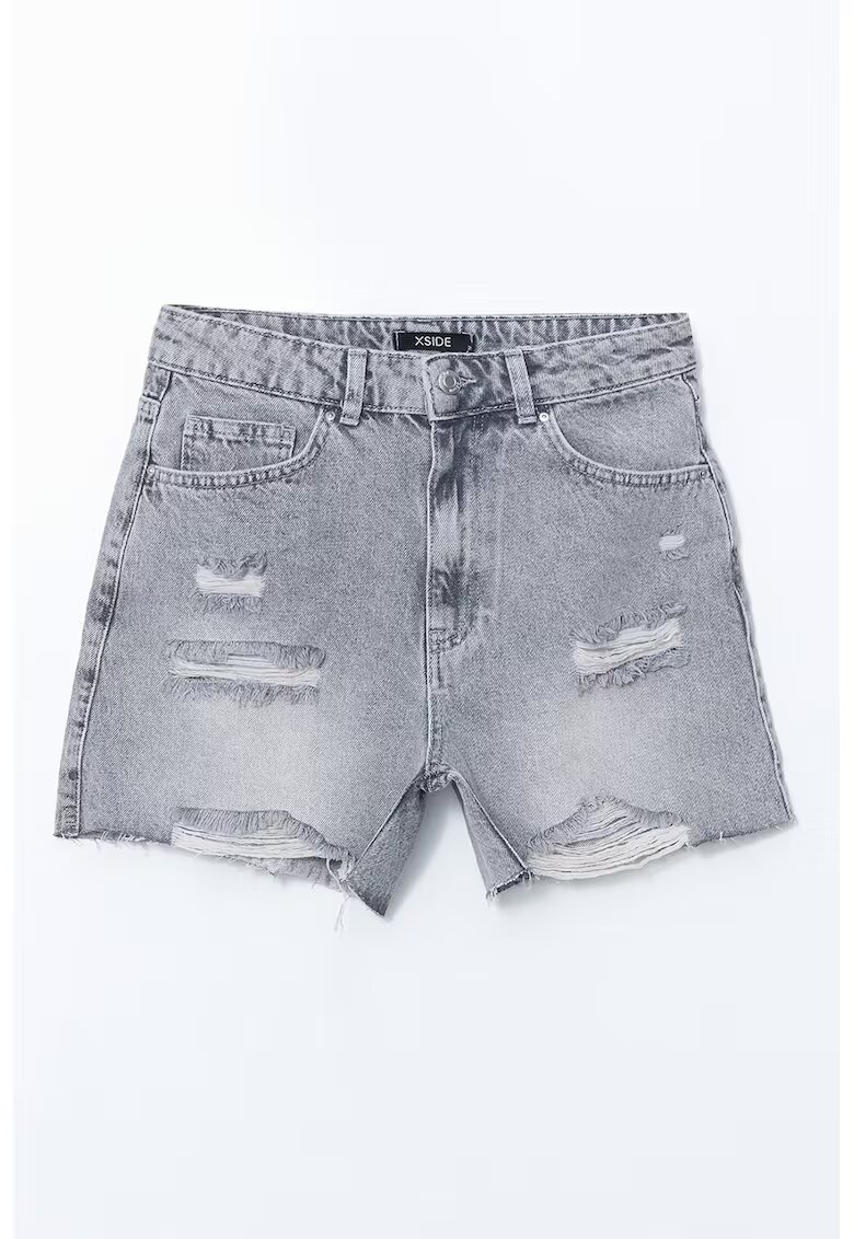 LC WAIKIKI Blugi scurti slim fit cu aspect deteriorat - Gri deschis