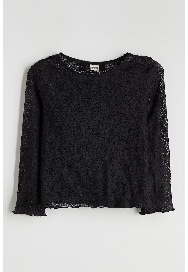 LC WAIKIKI Bluza de dantela cu decolteu rotund - Negru
