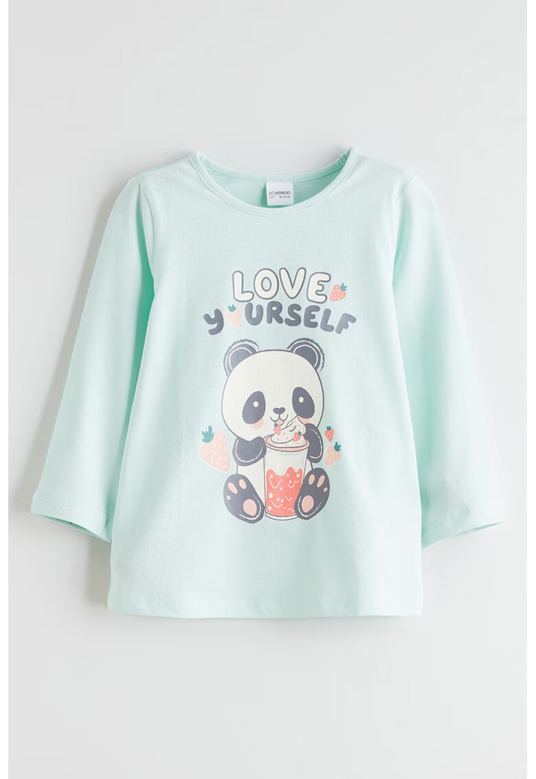 LC WAIKIKI Bluza de pijama cu imprimeu urs - Verde deschis