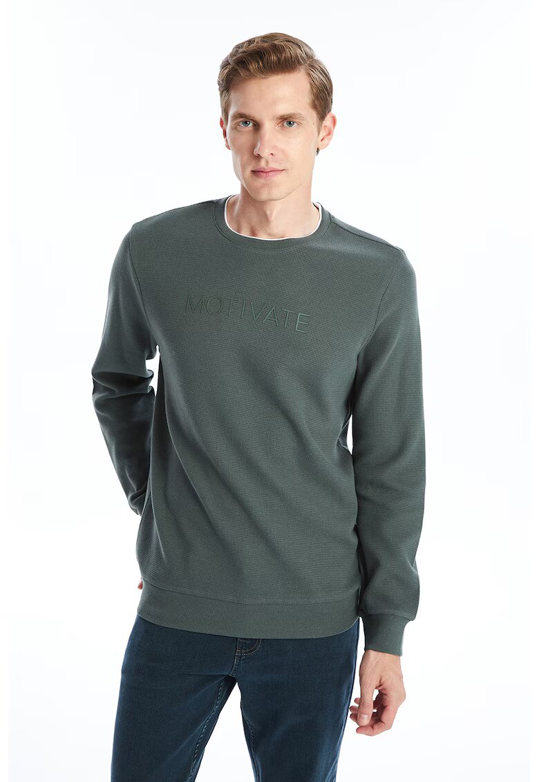 LC WAIKIKI Bluza de trening cu decolteu la baza gatului si aspect texturat - Verde inchis