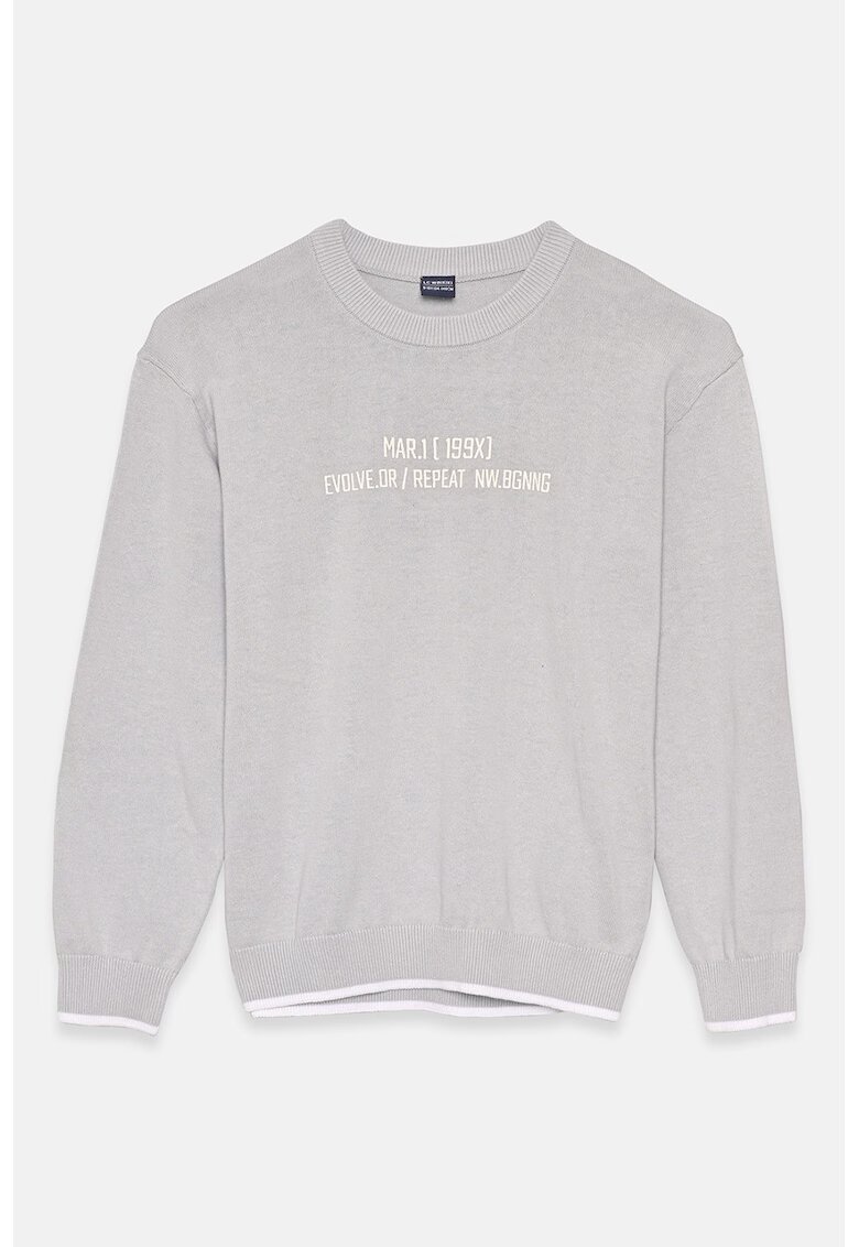 LC WAIKIKI Bluza de trening cu decolteu la baza gatului si text - Gri deschis