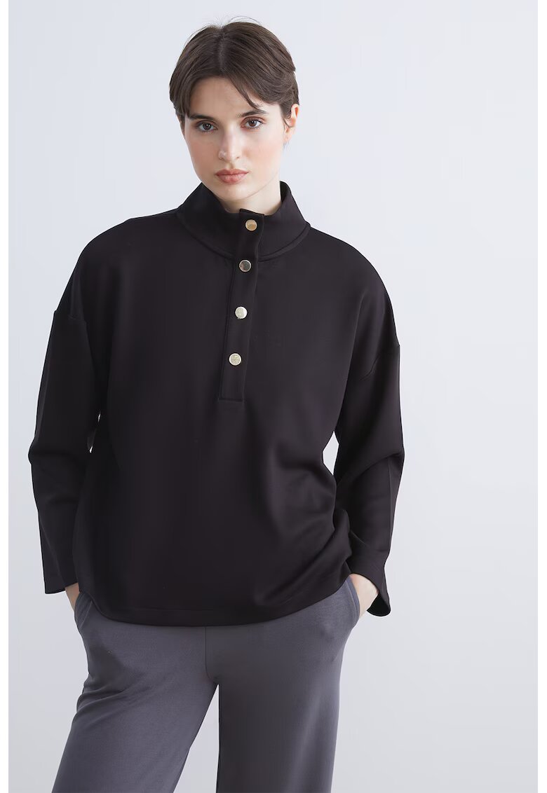LC WAIKIKI Bluza de trening cu fenta cu capse - Negru