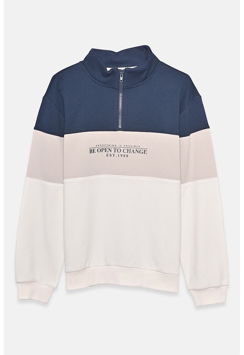 LC WAIKIKI Bluza de trening cu guler si fermoar scurt - Alb/Bleumarin