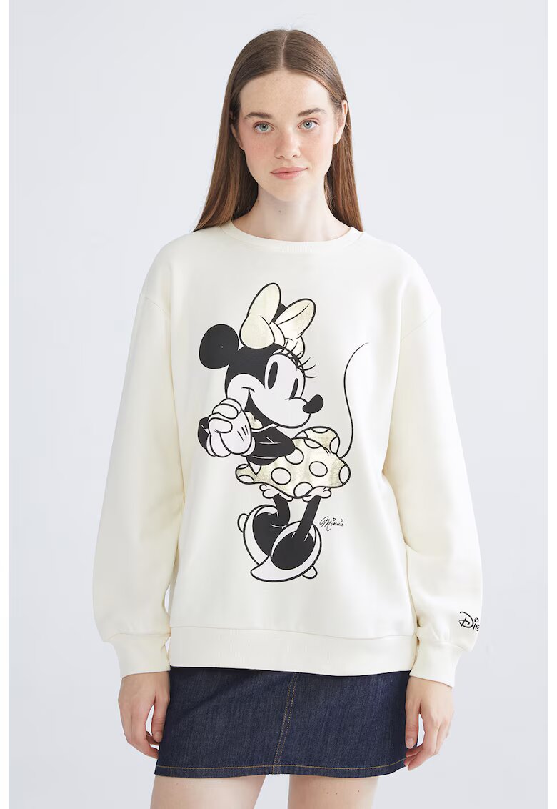 LC WAIKIKI Bluza de trening supradimensionata cu imprimeu cu Minnie Mouse - Alb murdar