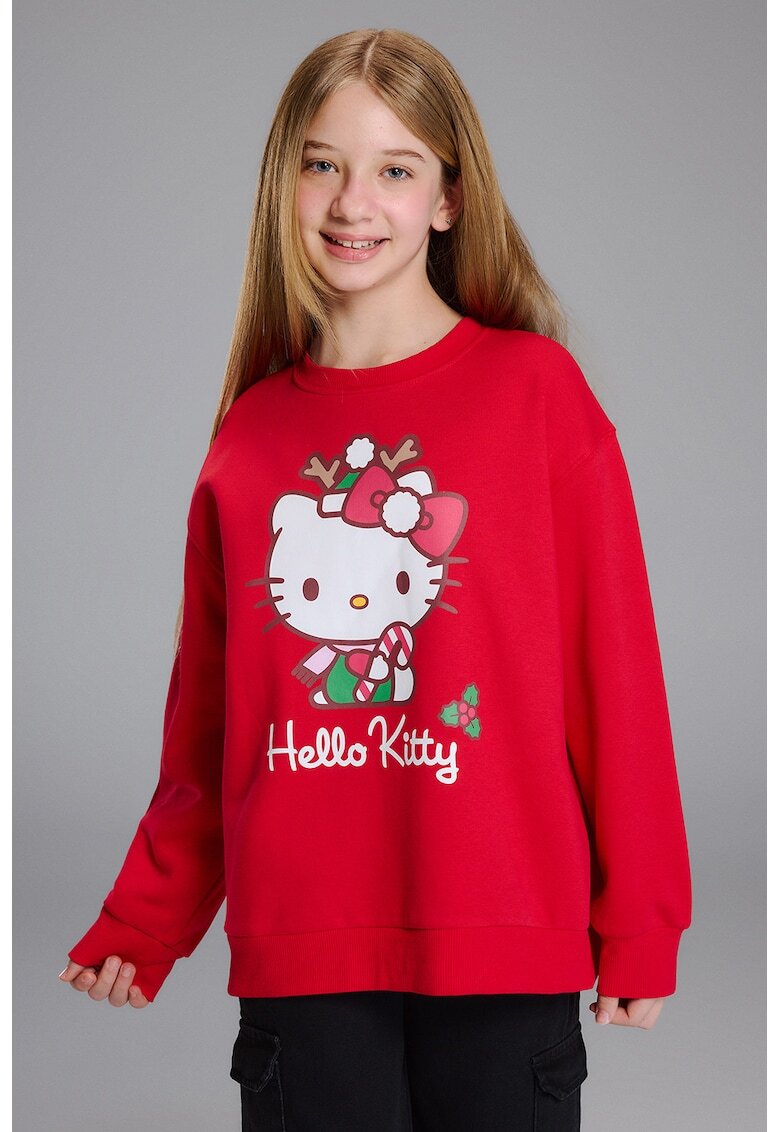 LC WAIKIKI Bluza de trneing cu imprimeu Hello Kitty - Rosu/Alb/Verde