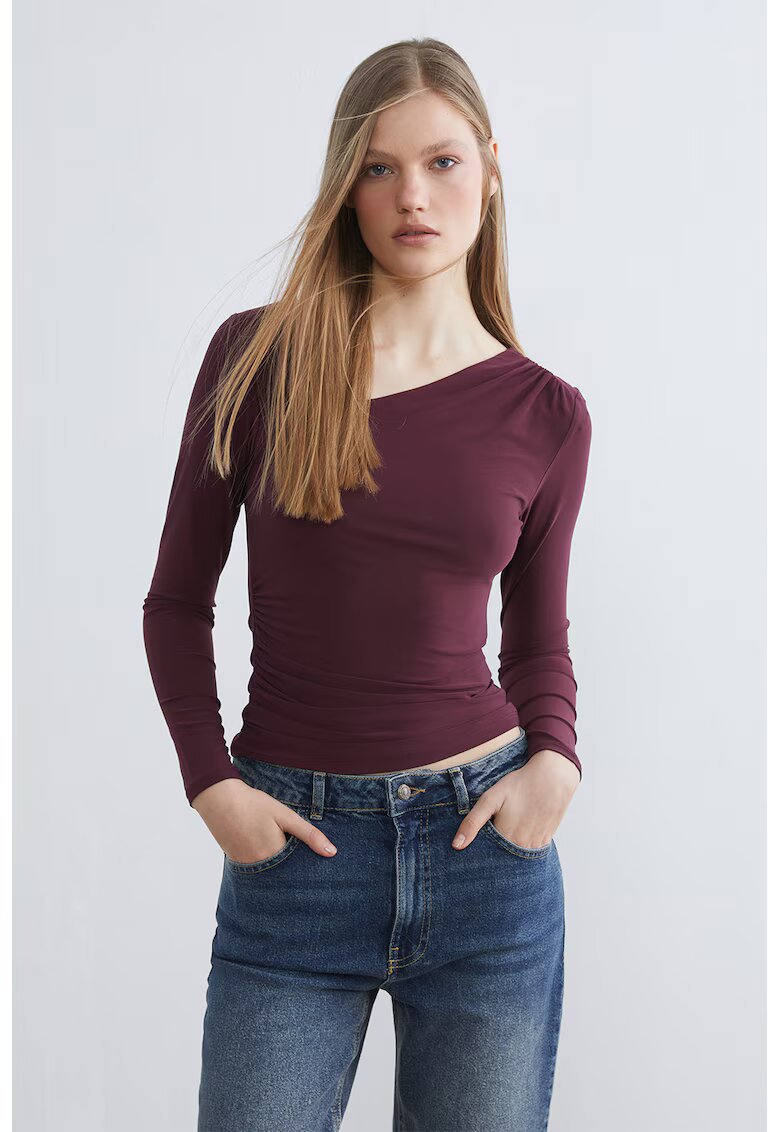 LC WAIKIKI Bluza slim-fit cu decolteu asimetric - Violet pruna
