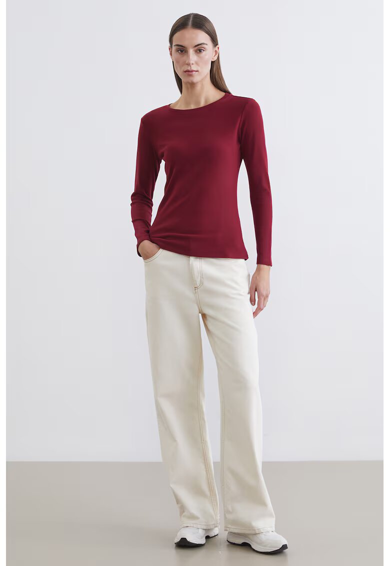 LC WAIKIKI Bluza slim fit cu decolteu rotund - Visiniu