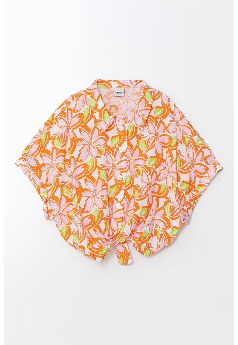 LC WAIKIKI Camasa cu model si detaliu cu nod - Portocaliu/Verde fistic