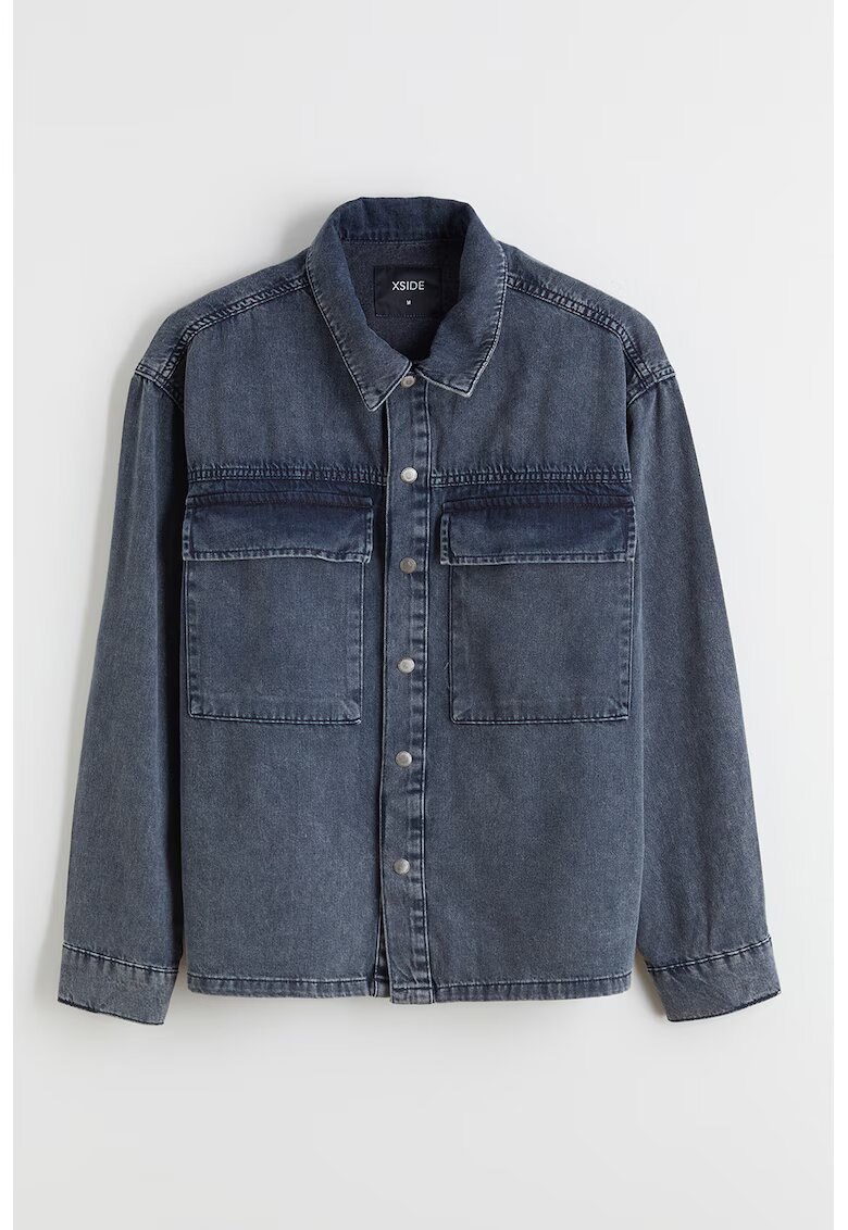 LC WAIKIKI Camasa din denim cu buzunare cu clapa - Albastru inchis