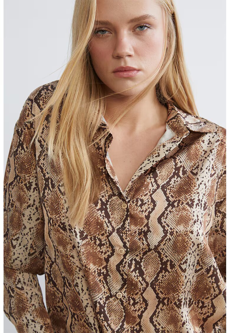 LC WAIKIKI Camasa vaporoasa cu animal print - Maro/Bej
