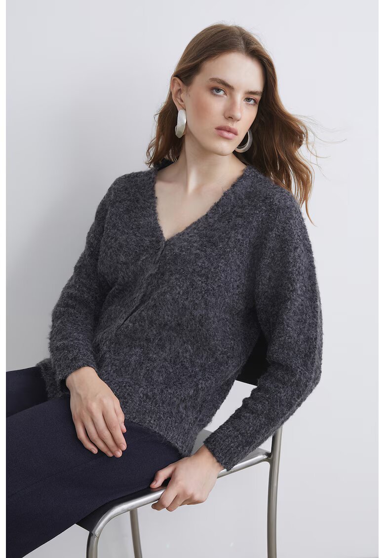 LC WAIKIKI Cardigan cu decolteu in V si nasturi - Gri antracit
