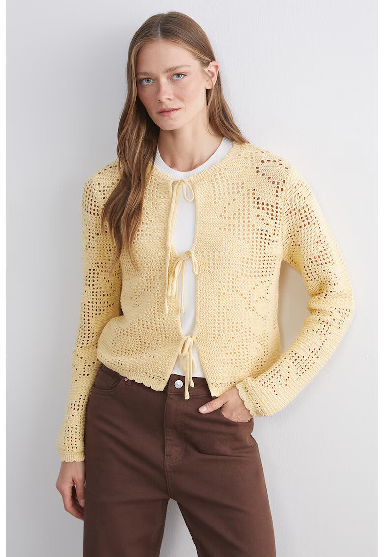 LC WAIKIKI Cardigan cu decupaje discrete - Galben sofran