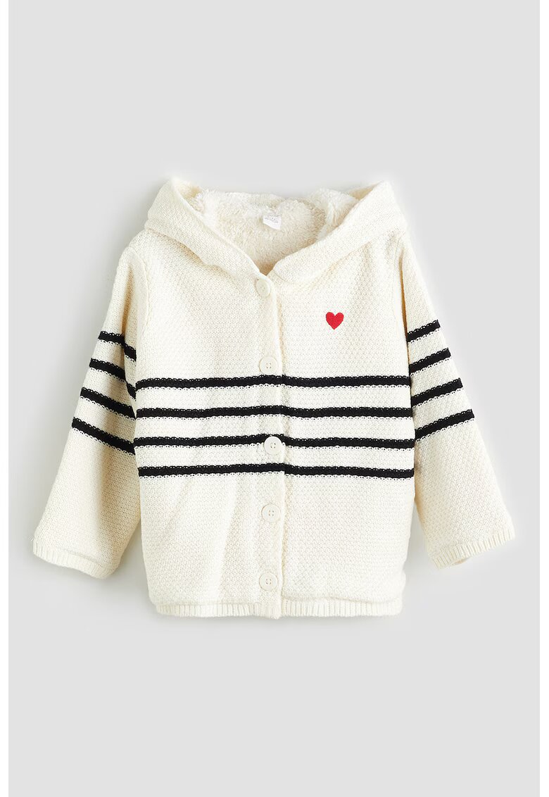 LC WAIKIKI Cardigan cu gluga si model in dungi - Negru/Crem