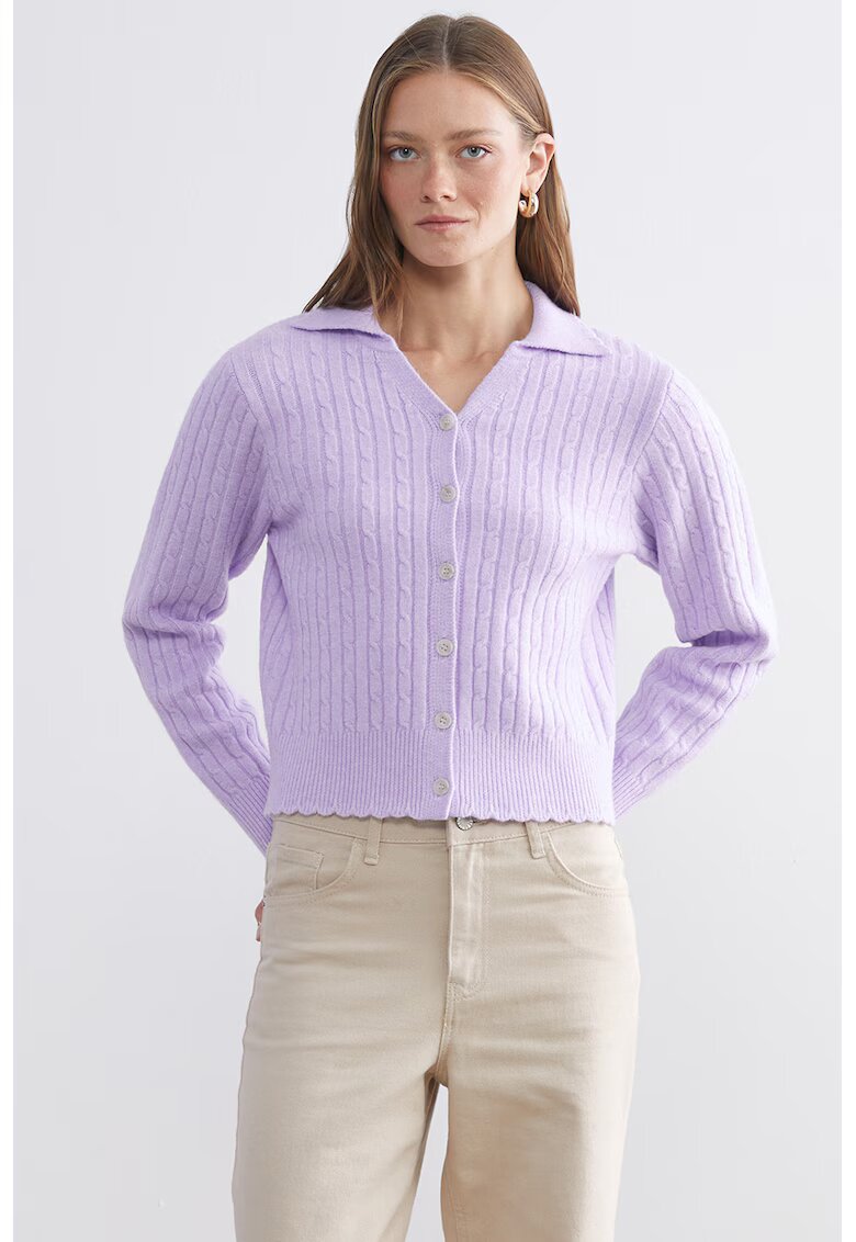 LC WAIKIKI Cardigan cu model uni si guler clasic - Lila